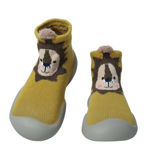 Aisprts Krabbelschuhe Baby, Rutschfeste Lauflernschuhe Sockenschuhe Kleinkinder Weiche Stricken Barfussschuhe Babybodenschuhe für Mädchen Jungen, T2 Gelb, 2-3 Jahre von Aisprts