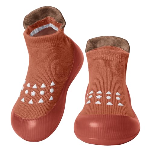Aisprts Lauflernschuhe Baby Krabbelschuhe Baby Weiche Gummisohle rutschfeste Barfußschuhe für Mädchen Jungen, Orange, 18-24 Monate von Aisprts
