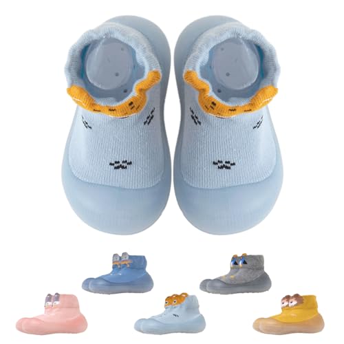 Aisprts Sockenschuhe Baby Unisex Krabbelschuhe Baby Barfußschuhe Lauflernschuhe Kleinkind Jungen Mädchen Rutschfeste Niedliche Cartoon Weiche Stricken Sockenschuhe, T2 Himmelblau - Fuchs, 9-12 Monate von Aisprts