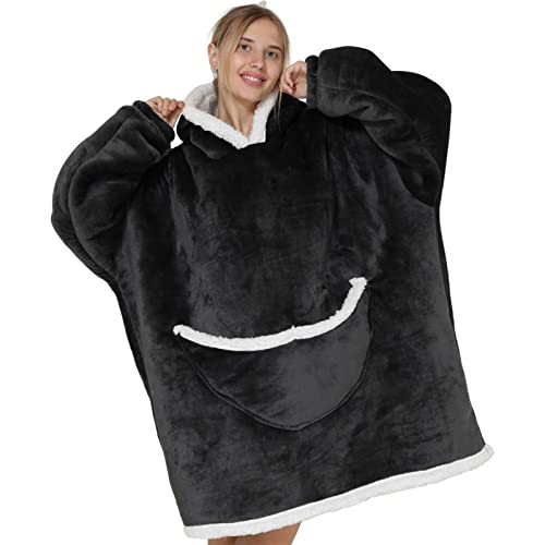 Oversized Hoodie Decke Damen Herren Pullover Decke mit Sherpa Fleece Warme Deckenpulli Kuschel Hoodie mit Riesiger Tasche (A7,Einheitsgröße) von Aisprts