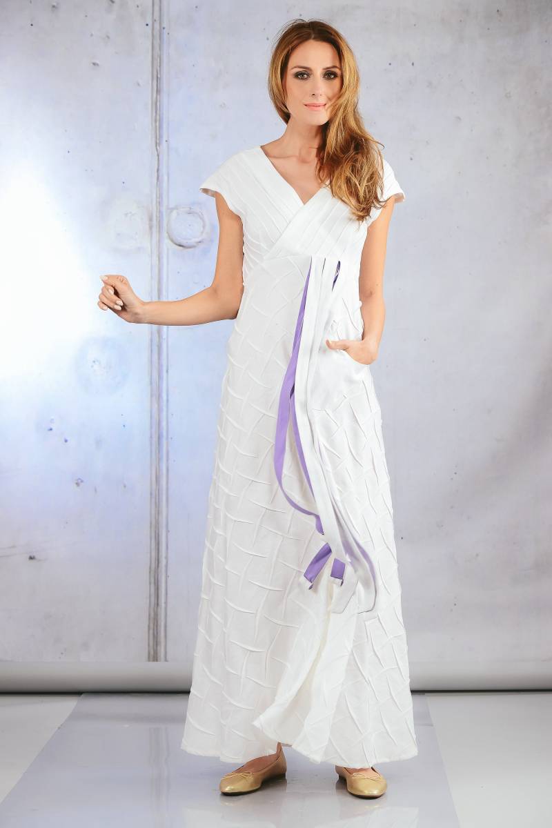 Aiste Anaite Leinen Hochzeit Brautjungfer Haute Couture Einzigartiges Kleid ~ Zeremonie Cocktailkleid Für Frauen Kleidung Natur von AisteAnaite