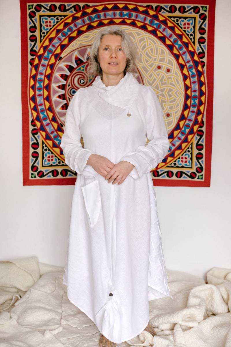 Engel Kleid/Unikat Hochzeitskleid Oversized Toga Tunikakleid Beidseitig Vorne Umstandskleidung Leinen Strandkleid von AisteAnaite