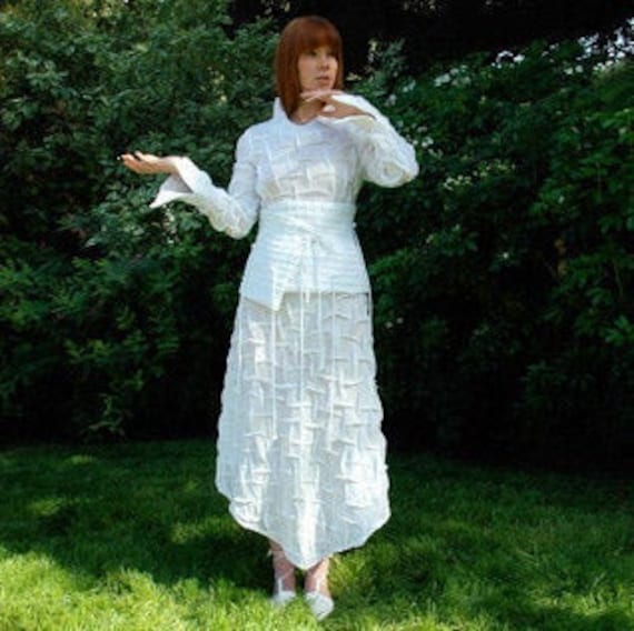 Kleid + Korsettgürtel/Weißes Mit Ärmeln Cocktailkleid Langes Weißes Für Frauen Halbformales Hochzeitskleider von AisteAnaite