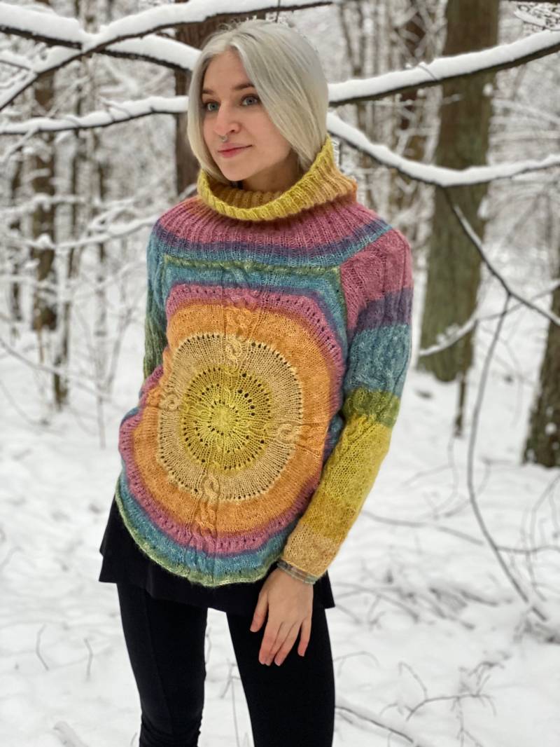 Mandala Alpaka Handstricken Pullover Aiste Anaite Kleidung ~ Jamper Für Frauen Gemütliche Farben Handgemacht von AisteAnaite