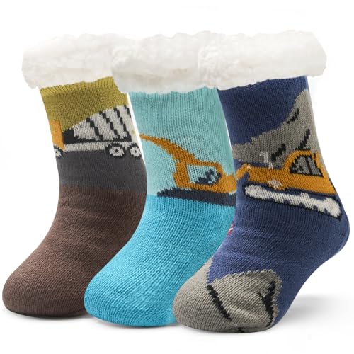 3 Paare Hüttensocken Kinder Wintersocken Jungen Kuschelsocken Kinder bodensocken Jungen antirutschsocken Jungen Stoppersocken Warme Kindersocken 27-30/4-7 Jahre von Aisyee