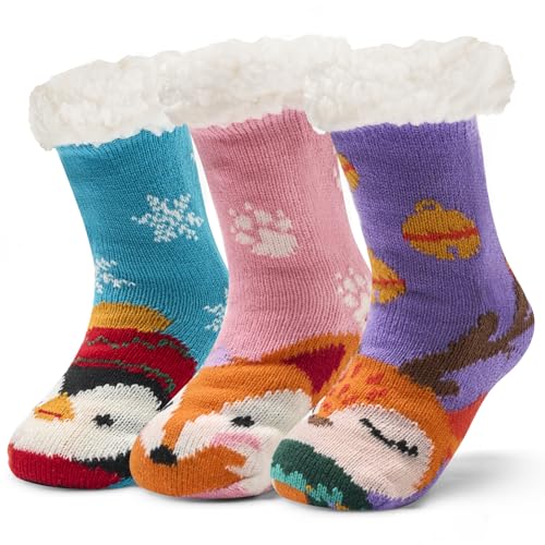 3 Paare Hüttensocken Kinder Wintersocken Mädchen Kuschelsocken Kinder bodensocken ABS Socken Mädchen Stoppersocken Warme Kindersocken 27-30/4-7 Jahre von Aisyee