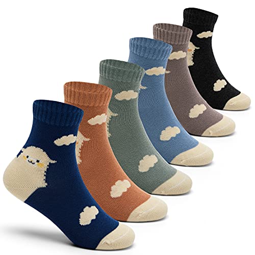 6 Paare Jungen Baumwollsocken Nahtlose Socken Kinder Bunte Cartoon Tier Kuschelsocken 23-26/3-5 Jahre von Aisyee