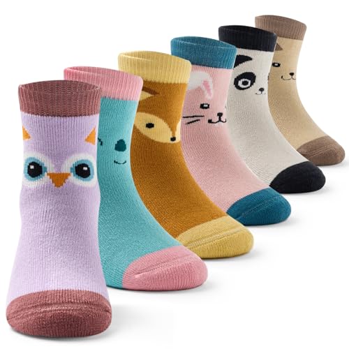 6 Paare Mädchen Socken Kinder Warme Wintersocken Mädchen Dicke Socken Baumwolle Kindersocken Mädchen Thermosocken Kinder 27-30 Fußlänge 16-18 CM/5-7 Jahre von Aisyee