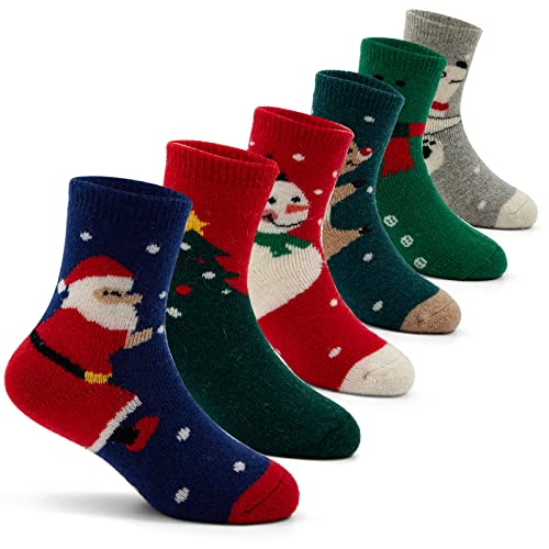 6 Paare Wintersocken Jungen Warme Socken Kinder Weihnachtssocken Dicke Kindersocken weihnachten Jungen Thermosocken 23-26/3-5 Jahre von Aisyee