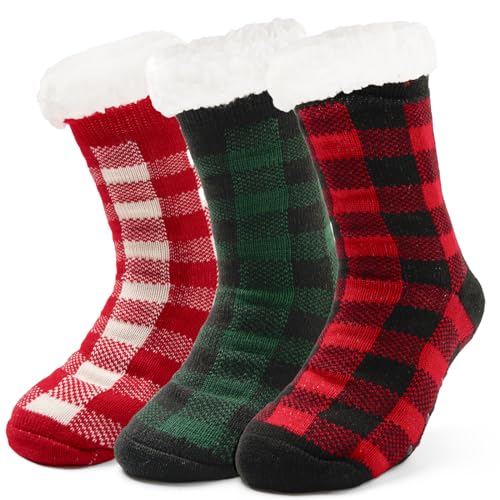 Aisyee 3 Paare Dicke Stoppersocken Damen Warme Socken Flauschige Wintersocken Damen Anti Rutsch Socken Mädchen Kuschelsocken Frauen Thermosocken 36 37 38 39 40 41 Einheitsgröße von Aisyee