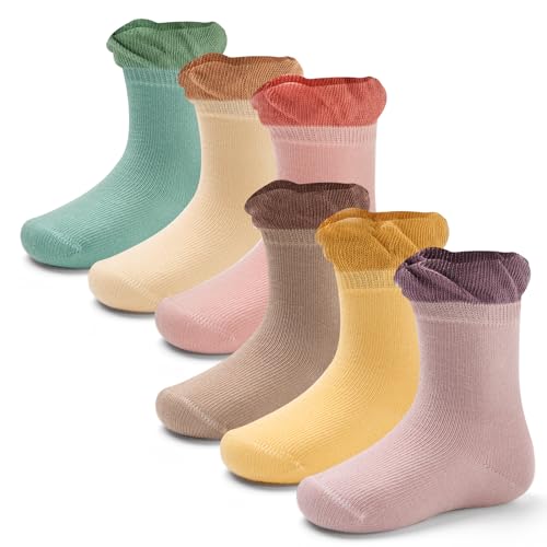 Aisyee 6 Paare Babysocken Baumwolle Baby abs socken Einfarbig Socken Baby Antirutsch Socken 0-12 Monate von Aisyee