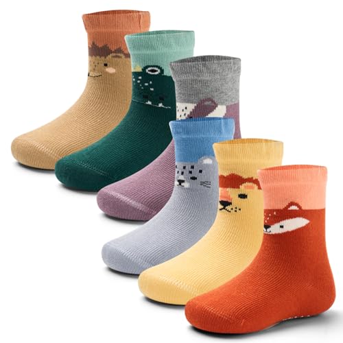 Aisyee 6 Paare Stoppersocken Baby Anti rutsch Socken Baby abs Socken Herbst Jungen Baby Baumwolle Krabbelsocken 0-12 Monate von Aisyee