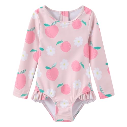 Aisyee Baby Badeanzug Mädchen Langarm Kinder Einteiliger UV Schutz Bademode Baby Schwimmanzug Mädchen 74 80/18-24 Monate von Aisyee