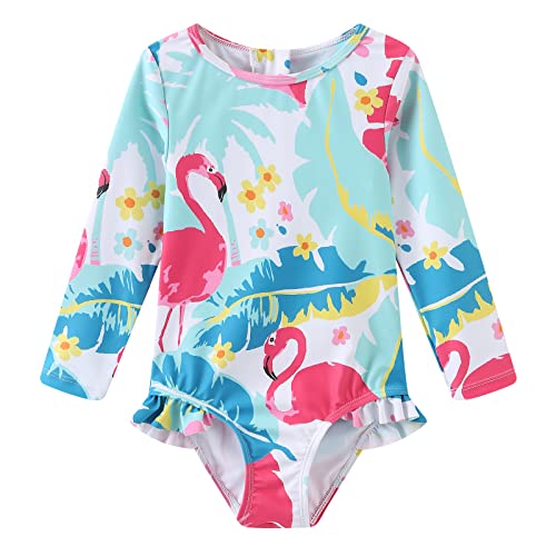 Aisyee Baby Mädchen Badeanzug Langarm Einteiliger Sonnenschutz Bademode Baby Schwimmanzug Mädchen Baby Rash Guard 68 74/6-12 Monate 18M von Aisyee