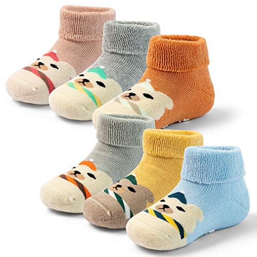 Aisyee 6 Paare Baby Stoppersocken Warme Wintersocken Baby abs socken Dicke Anti rutsch Socken Baby 0-6 6-12 Monate von Aisyee