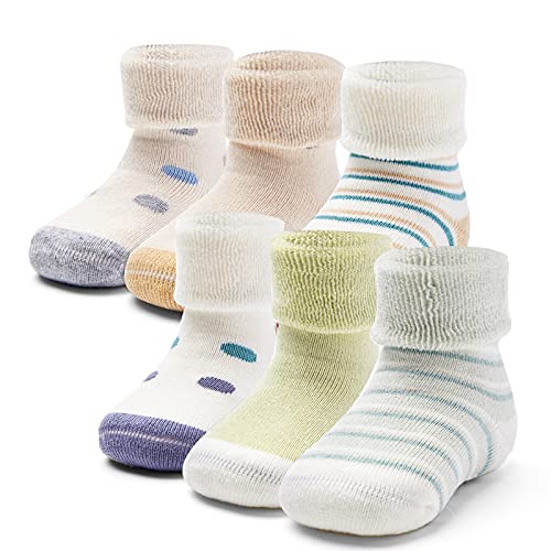 Aisyee 6 Paare Baby Warme Socken Baby Jungen Mädchen Dicke Wintersocken abs Socken Baby Anti Rutsch Socken 0-6 0-12 Monate von Aisyee