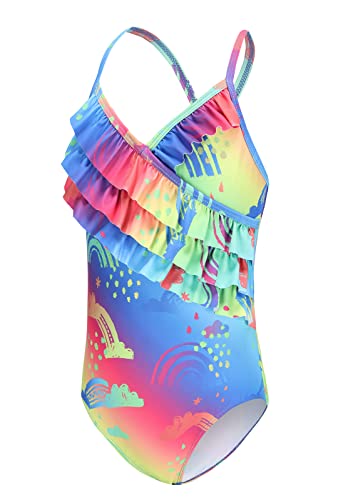Aisyee Badeanzug Mädchen Kinder Einteiliger Rüschen Schwimmanzug Strand Teenager Schnell Trocknend Mädchen Bademode 158 164/15-16 Jahre von Aisyee