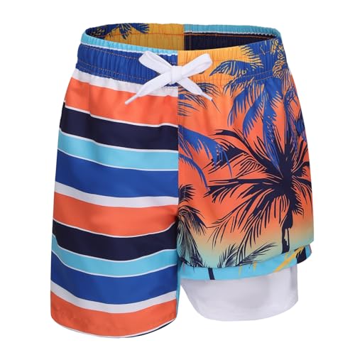 Aisyee Badehose Jungen Badeshorts Kompression Liner Schnell Trocknende Boardshorts Kinder Strand Shorts 122 128/7-8 Jahre von Aisyee