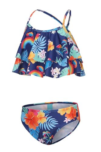 Aisyee Bikini Mädchen Kinder Zweiteiliger Bademode Rüschen Schwimmanzug Teenager Mädchen Badeanzug 122 128/7-8 Jahre von Aisyee