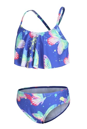 Aisyee Mädchen Bikini Badeanzug Kinder Zweiteiler Bademode Hawaiian Floral Mädchen Badebekleidung 152 158/13-14 Jahre von Aisyee