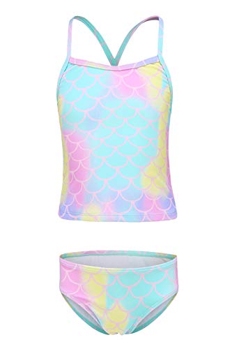 Aisyee Mädchen Tankini Bademode Kinder Zweiteiliger Badeanzug Floral Mädchen Schwimmanzug 116 122/6-7 Jahre von Aisyee