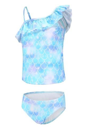 Aisyee Mädchen Tankini Bademode Kinder Zweiteiliger Schwimmanzug Meerjungfrau Badeanzug Mädchen 146 152/11-12 Jahre von Aisyee
