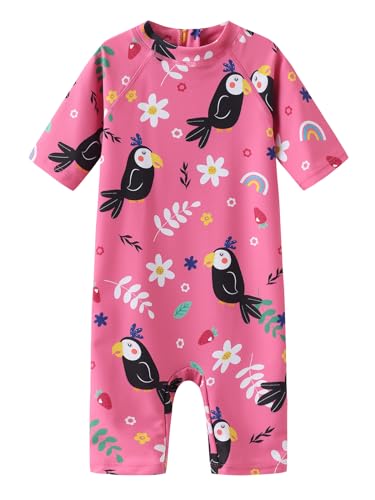 Aisyee UV Badeanzug Mädchen Kurzarm Kinder Einteiliger Schwimmanzug Mädchen Bademode 98 104/3-4 Jahre von Aisyee