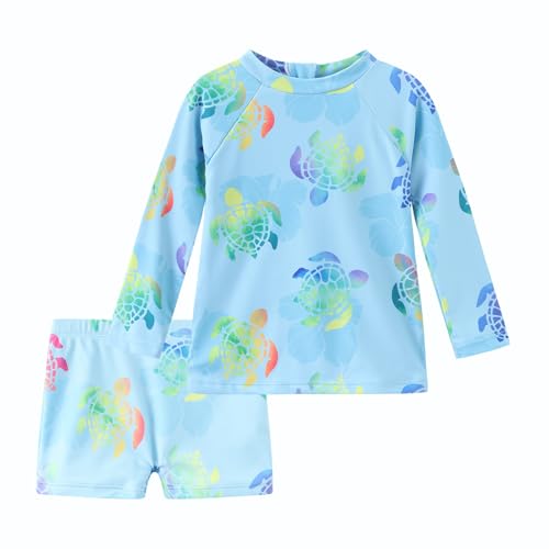 Aisyee UV Schwimmshirt Baby Jungen 2-teiliges Langarm Badeshirt Mit Badehose Baby Junge UV Shutz Badeanzug Set 74 80/12-18 Monate von Aisyee