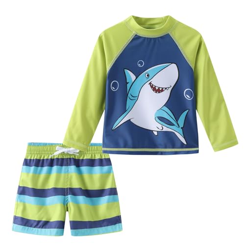 Badeanzug Jungen Schwimmshirt Jungen Kinder 2-teiliges Langarm Badeshirt Mit Boardshorts Jungen UV Shutz Badeset 104 110/4-5 Jahre von Aisyee