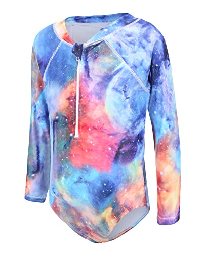 Badeanzug Mädchen Langarm Kinder Einteiliger Floral Strand Bademode Sonnenschutz Mädchen Badeanzug 152 158/13-14 Jahre von Aisyee