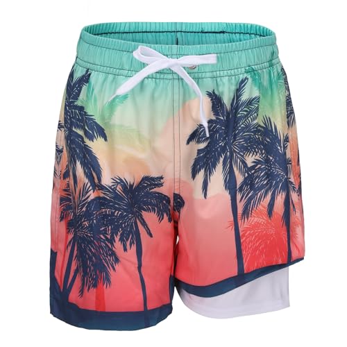 Badehose Jungen Badeshorts Kinder Schnell Trocknende 2 in 1 Boardshorts mit Kompression Liner 158 164/15-16 Jahre von Aisyee