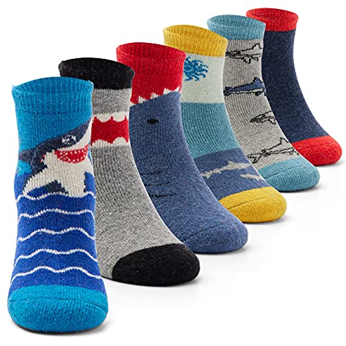 Dicke Socken Kinder Warme Wintersocken Jungen Wollsocken Cartoon Haie Thermosocken 23-26/3-5 Jahre von Aisyee