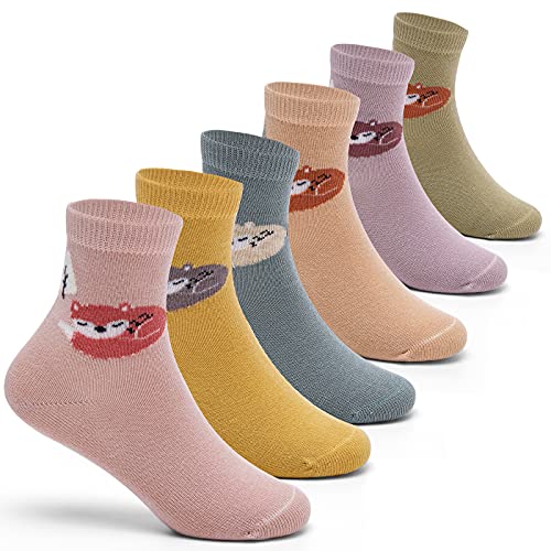 6 Paare Kinder Baumwoll socken Nahtlose Socken Mädchen Bunte Cartoon Tier Muster Sportsocken 27-30/5-7 Jahre von Aisyee