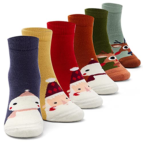 6 Paare Kinder Thermosocken Weihnachtssocken Warme Kindersocken Jungen Wintersocken Mädchen Dicke Socken 27-30 Sockenlänge 16-18 CM/5-7 Jahre von Aisyee