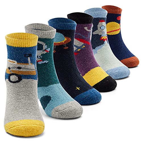 6 Paare Kinder Warme Wintersocken Jungen Wollsocken Dicke Thermosocken Cartoon Raumfahrt socken 29-31/8-10 Jahre von Aisyee