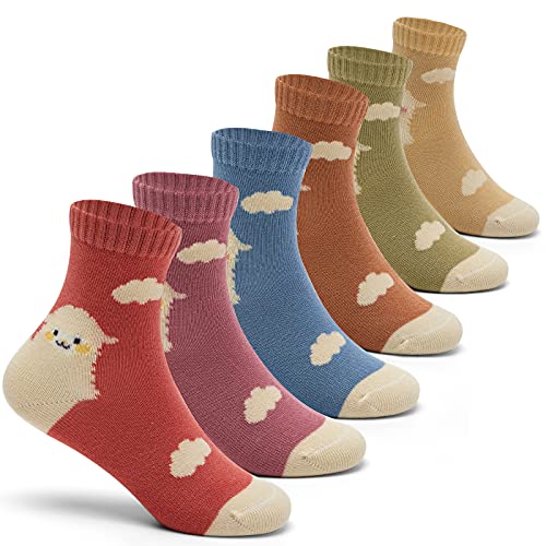 6 Paare Mädchen Baumwollsocken Nahtlose Socken Kinder Bunte Cartoon Tier Muster Lustige Socken 27-30/5-7 Jahre von Aisyee