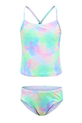 Aisyee Mädchen Tankini Bademode Kinder Zweiteiliger Badeanzug Floral Mädchen Schwimmanzug 110 116/5-6 Jahre von Aisyee