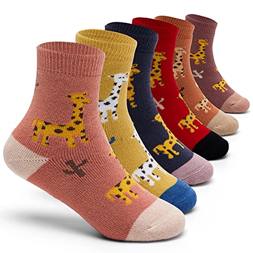 6 Paare Mädchen Wintersocken Kinder Dicke Warme Socken Cartoon Giraffe Thermosocken Kindersocken Mädchen 23-26 Sockenlänge 14-16 CM/3-5 Jahre von Aisyee