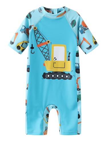 UV Baby Badeanzug Jungen Kurzarm Kinder Baby Einteiliger Bagger Bademode Baby Schwimmanzug Jungen 74 80/12-18 Monate von Aisyee