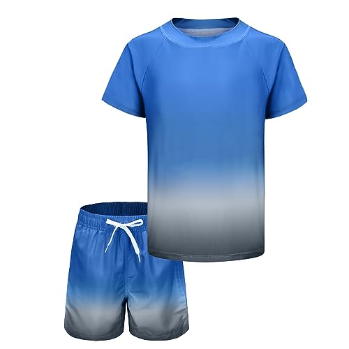 UV Badeshirt Jungen Zweiteilig Kurzarm Schwimmshirt Kinder Boardshorts Jungen Badeset Kinder Badeanzug Set 116 122/6-7 Jahre von Aisyee