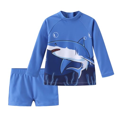 UV Shirt Kinder Zweiteilig Langarm Schwimmshirt Jungen Badehose Kinder Badeanzug Set 104 110/4-5 Jahre von Aisyee
