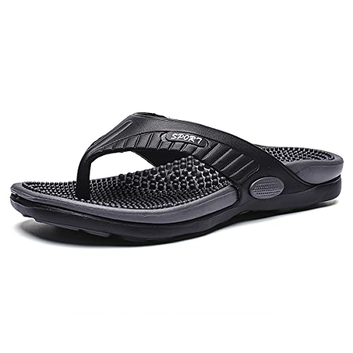 Aitaobao Herren Zehentrenner Fussreflexzonen Massage Flip Flops Badeschuhe Schlappen Strandshuhe Hausschuhe Sommer Freizeit Sandalen Pantoletten von Aitaobao