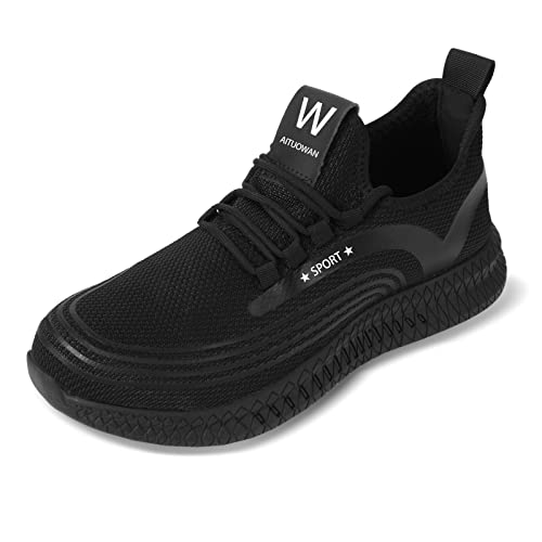 AituoWan Sicherheitsschuhe Herren Damen Stahlkappe Turnschuhe Herren Leichte Sicherheitsschuhe Wanderschuhe Atmungsaktiv Industrie Schutz Arbeit Sneaker, Schwarz , 41 1/3 EU von AituoWan