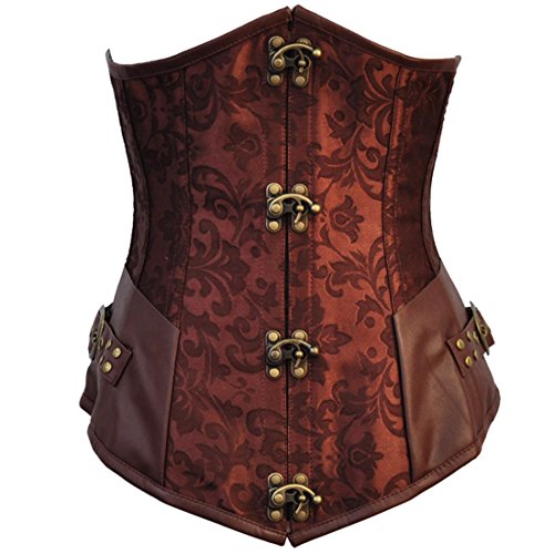 Aiuem Gothic schwarz Steel Boned Knochen Unterbrust Korsetts Und Bustiers Taille Cincher Plus Größe Steampunk Mieder (braun, L) von Aiuem