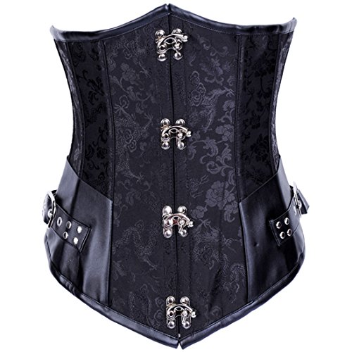 Aiuem Gothic schwarz Steel Boned Knochen Unterbrust Korsetts Und Bustiers Taille Cincher Plus Größe Steampunk Mieder (schwarz, M) von Aiuem