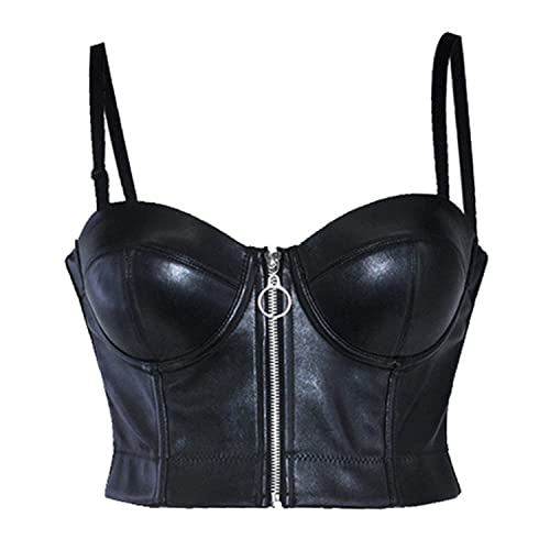 Aiuem Schwarz Pu-Leder Bustier Damen Bustier Gothic Punk BH Party beschnitten Top von Aiuem