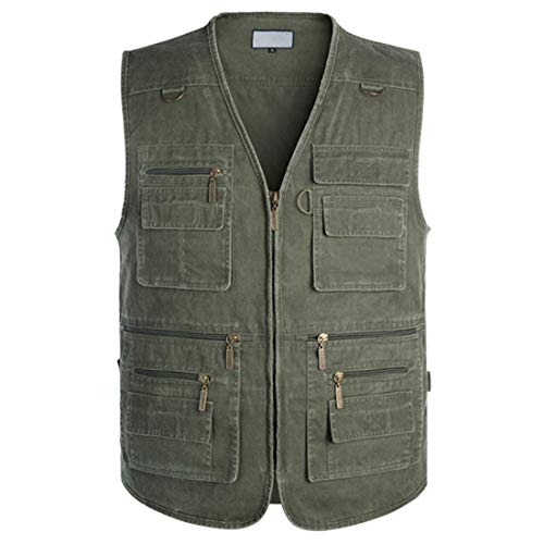 Aivtalk Camping Vest Herren Funktionsweste Multi-Taschened Slim Weste Freizeit Jacke mit Reißverschluss Jagd und Angler Fotografie Wandern Weste Grün - Hersteller 6XL/EU-Größe 56-58 von Aivtalk