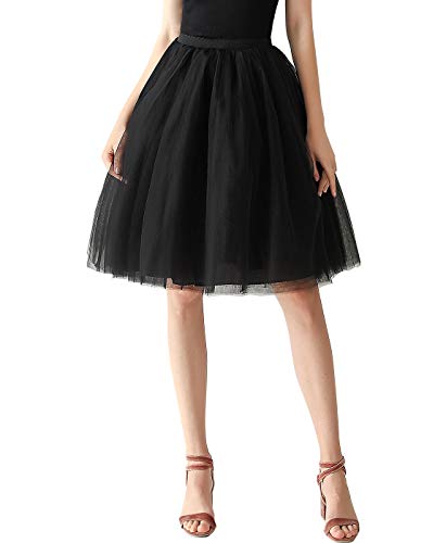 Aivtalk Damen Kurz Retro Rock Hohe Taile Tutu Rock Tüllrock Retro Ballett Blase Petticoat 50er Tutu Unterrock Tütü Crinoline Minirock Reifrock Unterrock Kleid Tüll Underskirt in Weiß von Aivtalk