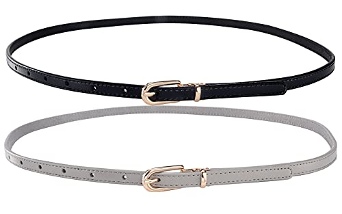 Aivtalk Damen Schmaler PU Leder Gürtel Mode Hüftgürtel Belt Dünn Taillengürtel für Jeans Kleid von Aivtalk