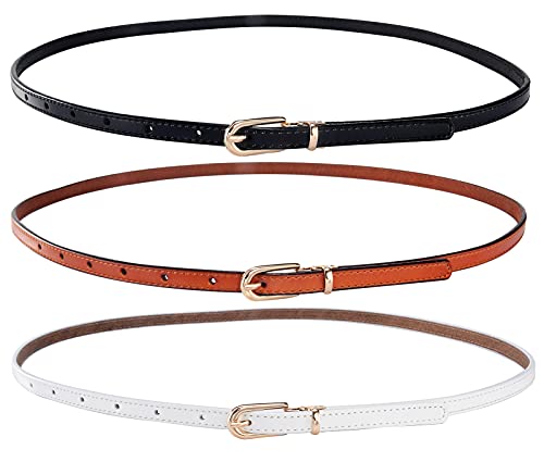 Aivtalk Damen Schmaler PU Leder Gürtel Mode Hüftgürtel Belt Dünn Taillengürtel für Jeans Kleid von Aivtalk